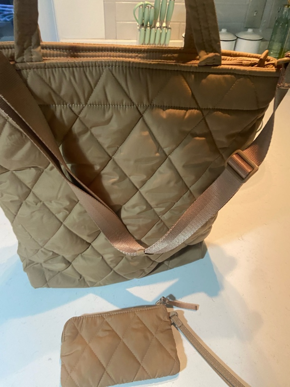Vera Bradley Quilted Tote in Camel Tan - Picture 3 of 9